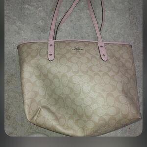 Coach Signature Beige and Pink Tote